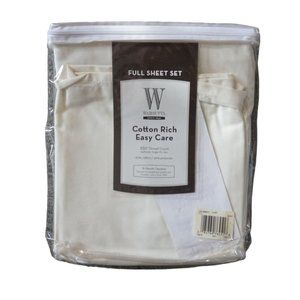 Wamsutta Cotton Full Flat Sheet 250 Thread Count Ivory NEW Open Package